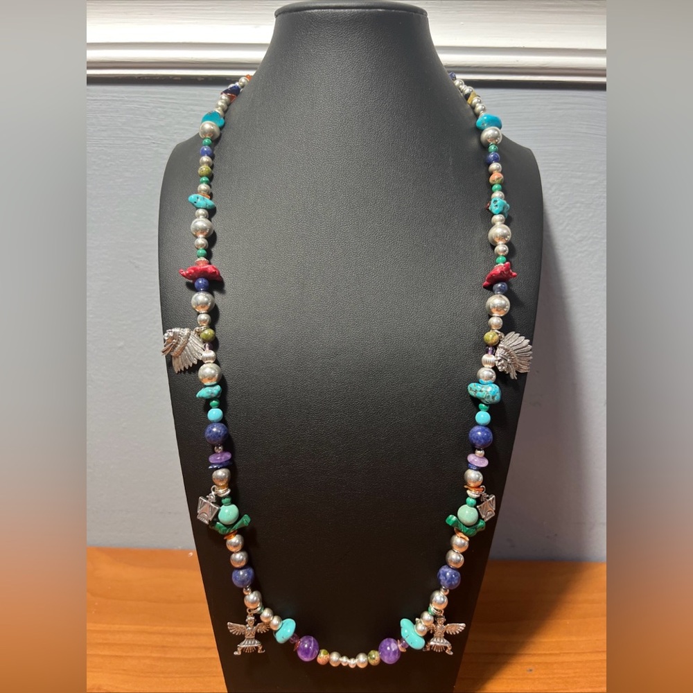 Carolyn Pollack Relios Treasure Dancer Necklace Sterling Silver Beaded Gemstones